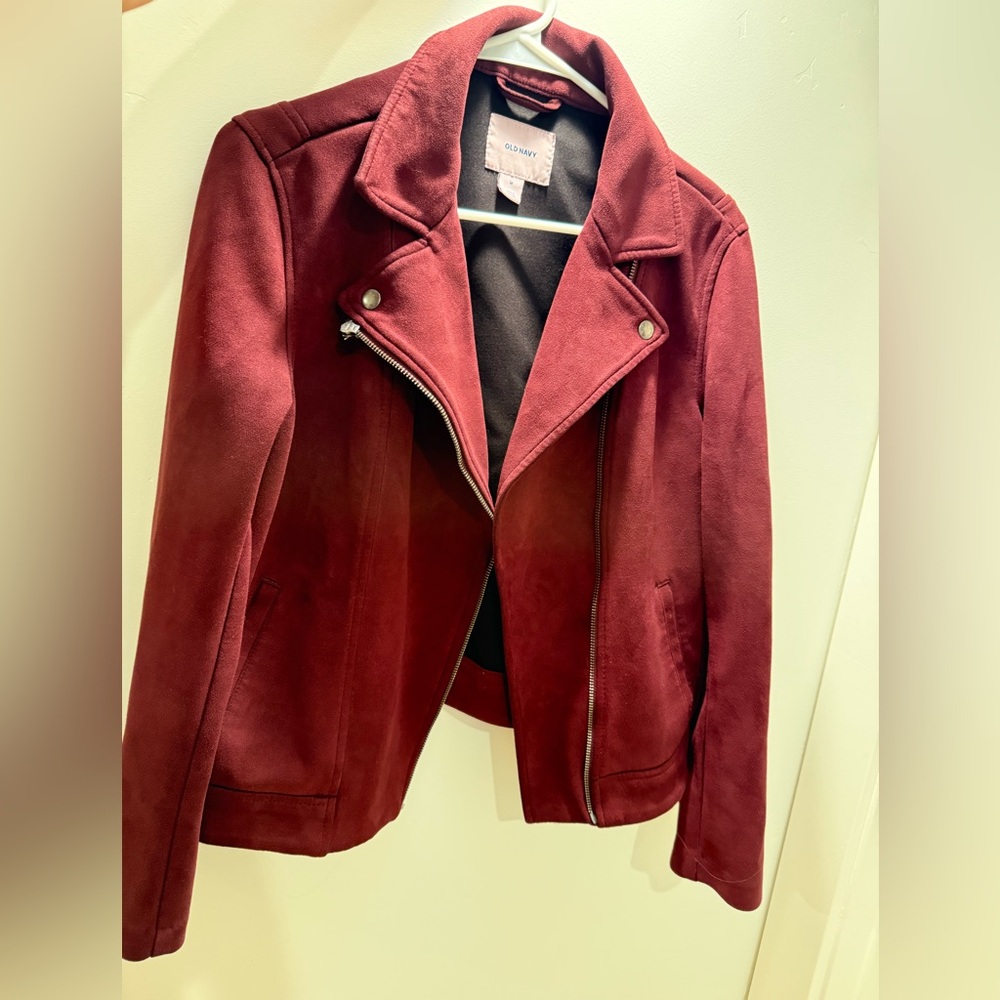 Old Navy Women's Burgundy Faux Suede Jacket